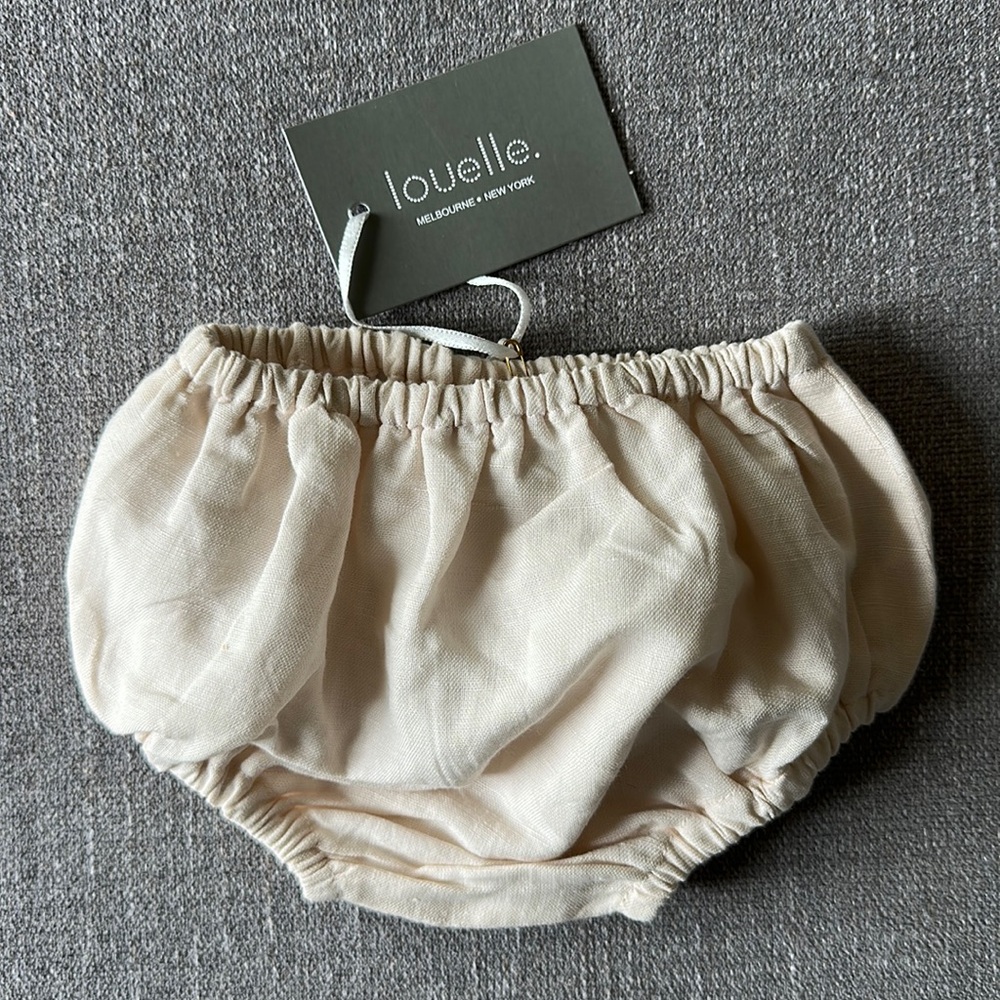 NEW Louelle Cream Linen Blend Bloomers Diaper Cover Size 6M NWT